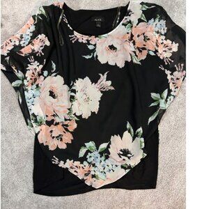 Black floral blouse